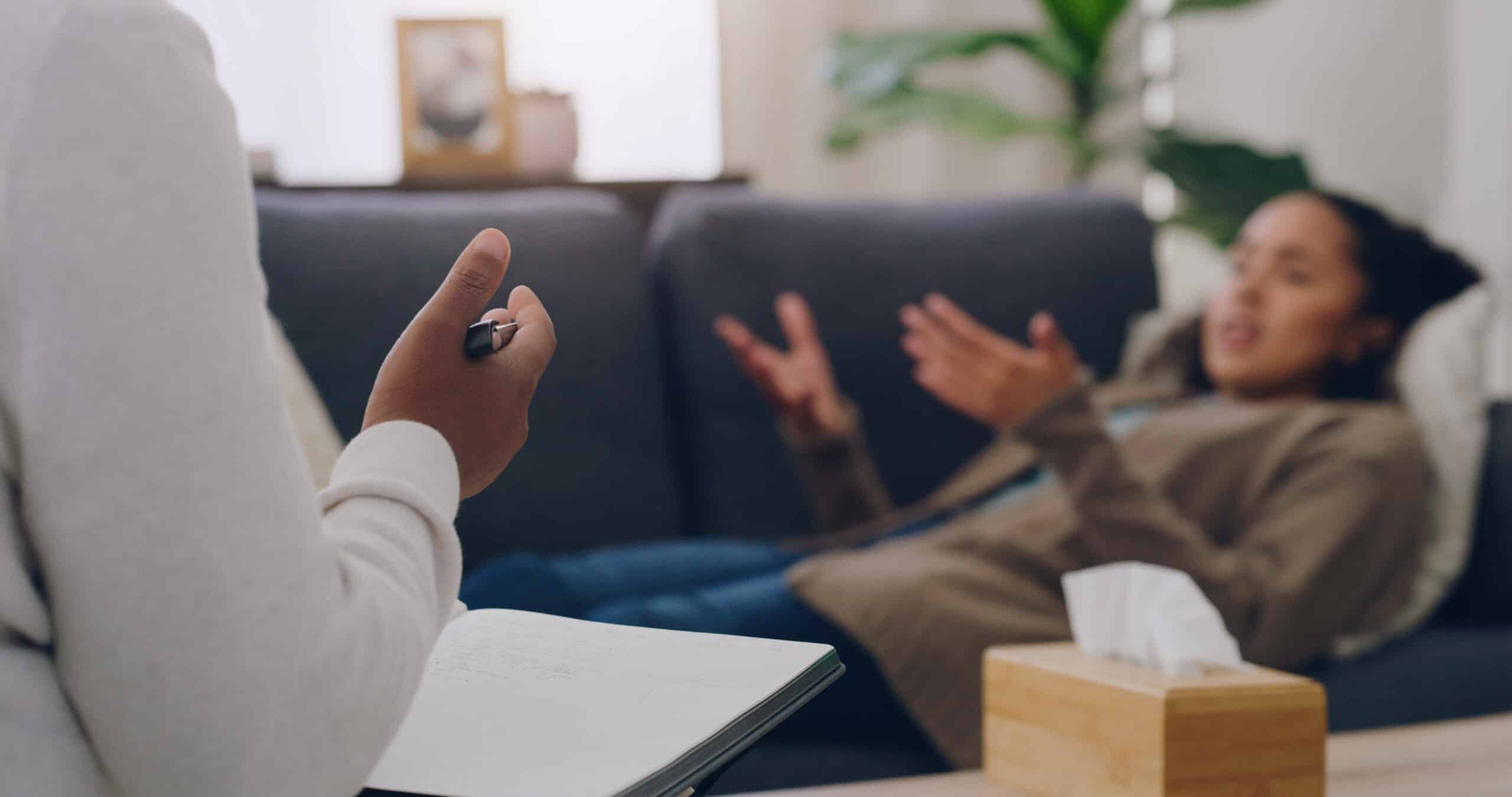 Mental health, patient and therapist have discussion, for depression and talking anger management